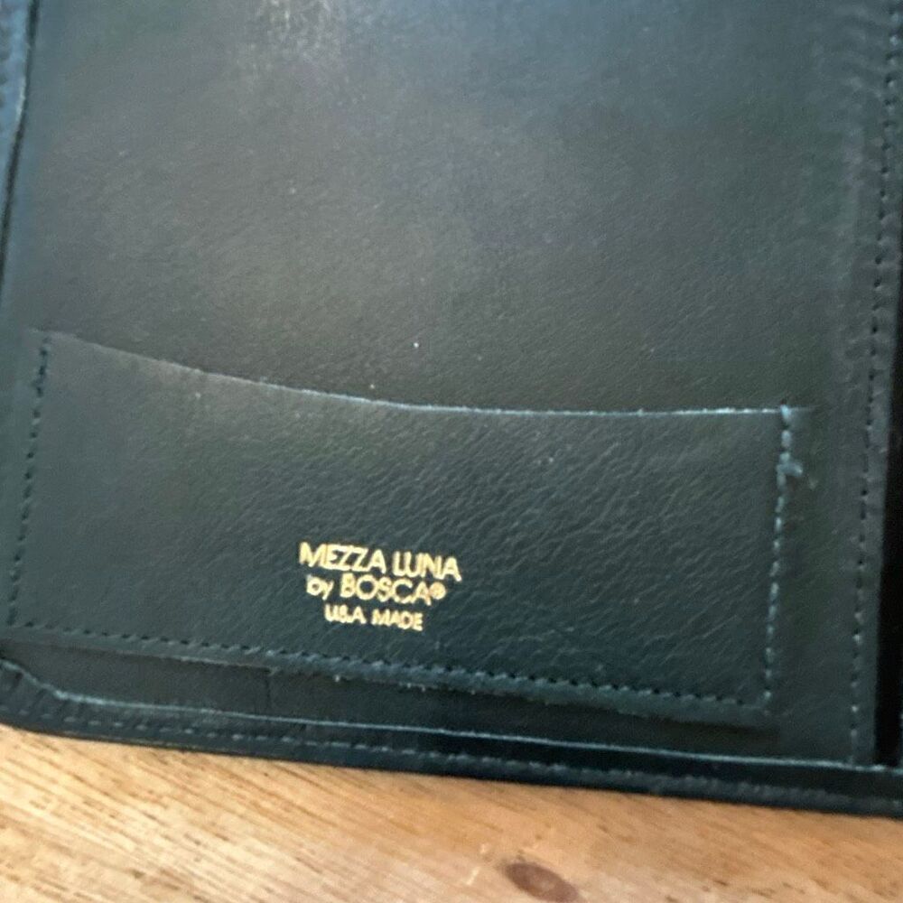 Vintage BOSCA Mezzanine Luna green genuine leather organizer travel passport not - Picture 2 of 6